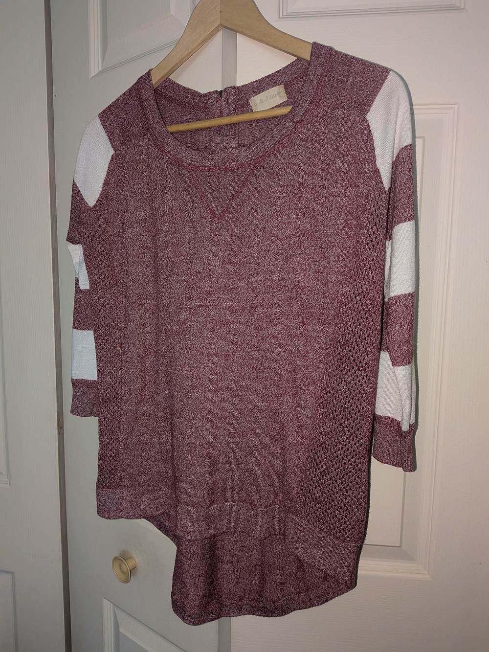 Altar'd State Marled Wine and White Crewneck Pullover